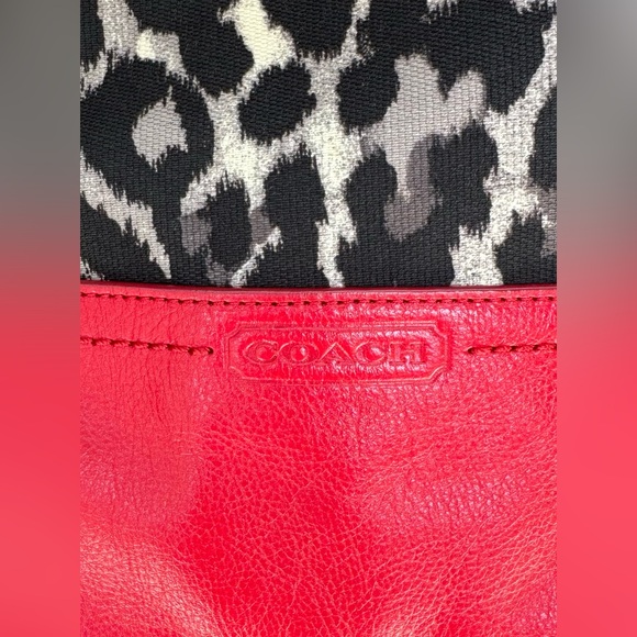Authentic COACH purse -Parker Ocelot Print Fabric with red leather accents. - Picture 5 of 7